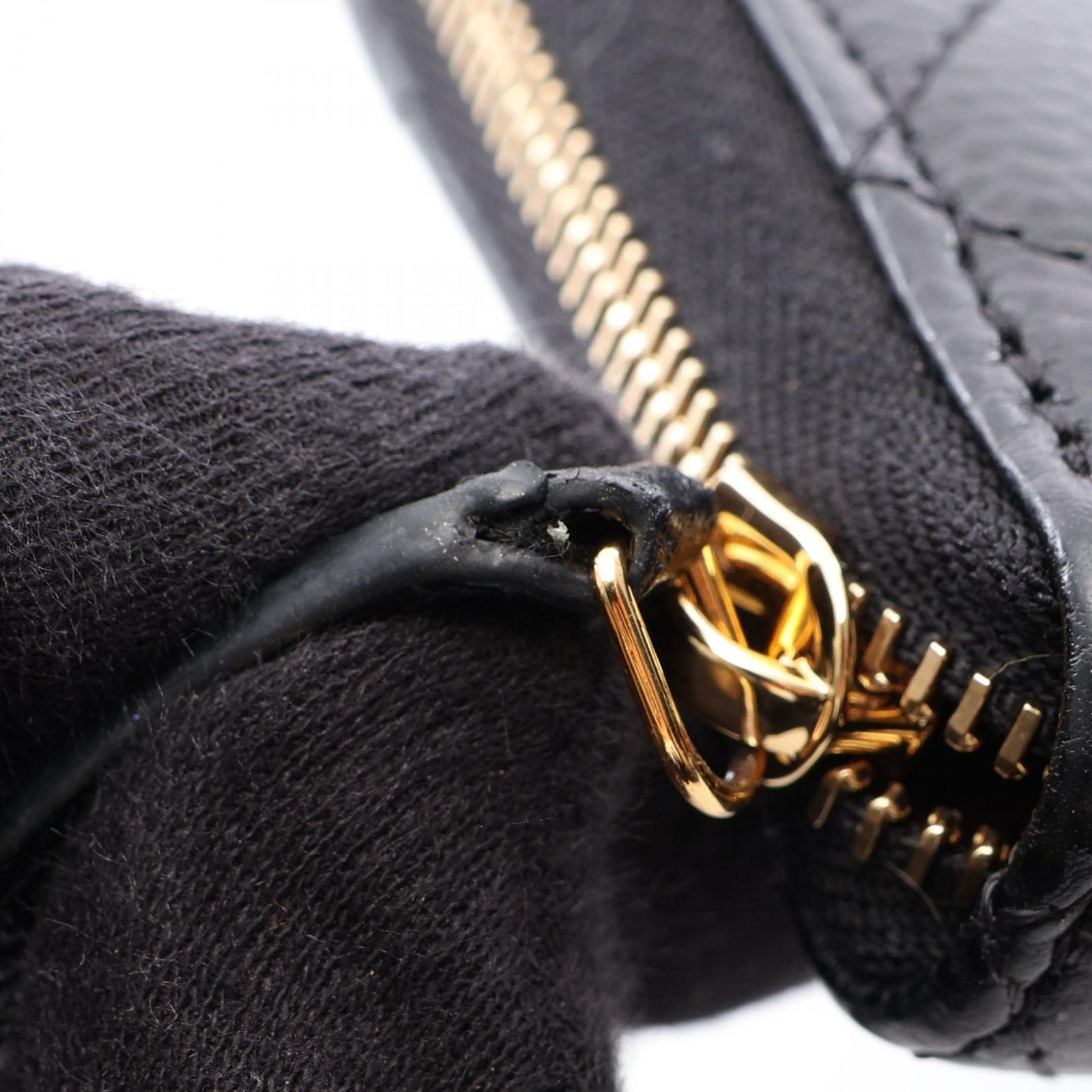 Chanel Round Wallet Classic Long Zip Quilted Black Caviar Leather — view 7