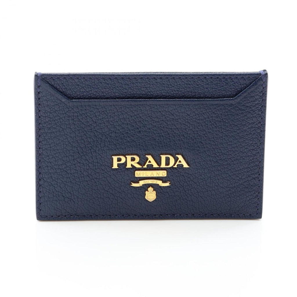 Prada Card Case Madras Navy Leather
