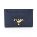 Prada Card Case Madras Navy Leather