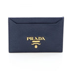 Prada Card Case Madras Navy Leather