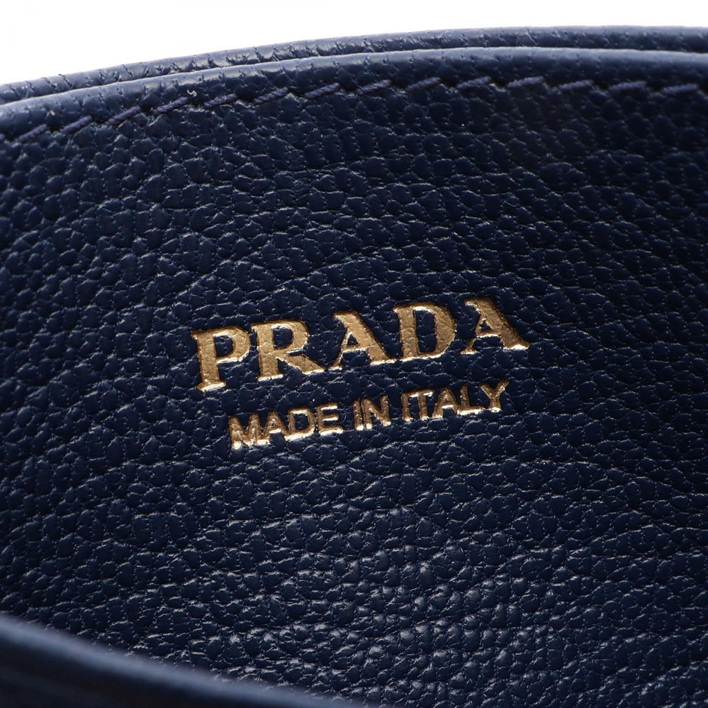 Prada Card Case Madras Navy Leather — view 4