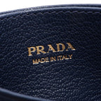 Prada Card Case Madras Navy Leather — view 4