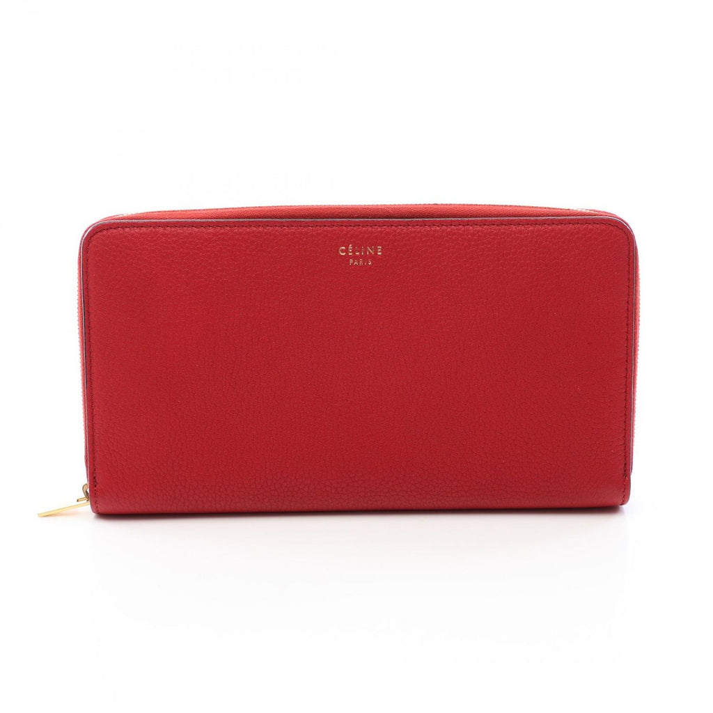 Celine Round Wallet Red Leather