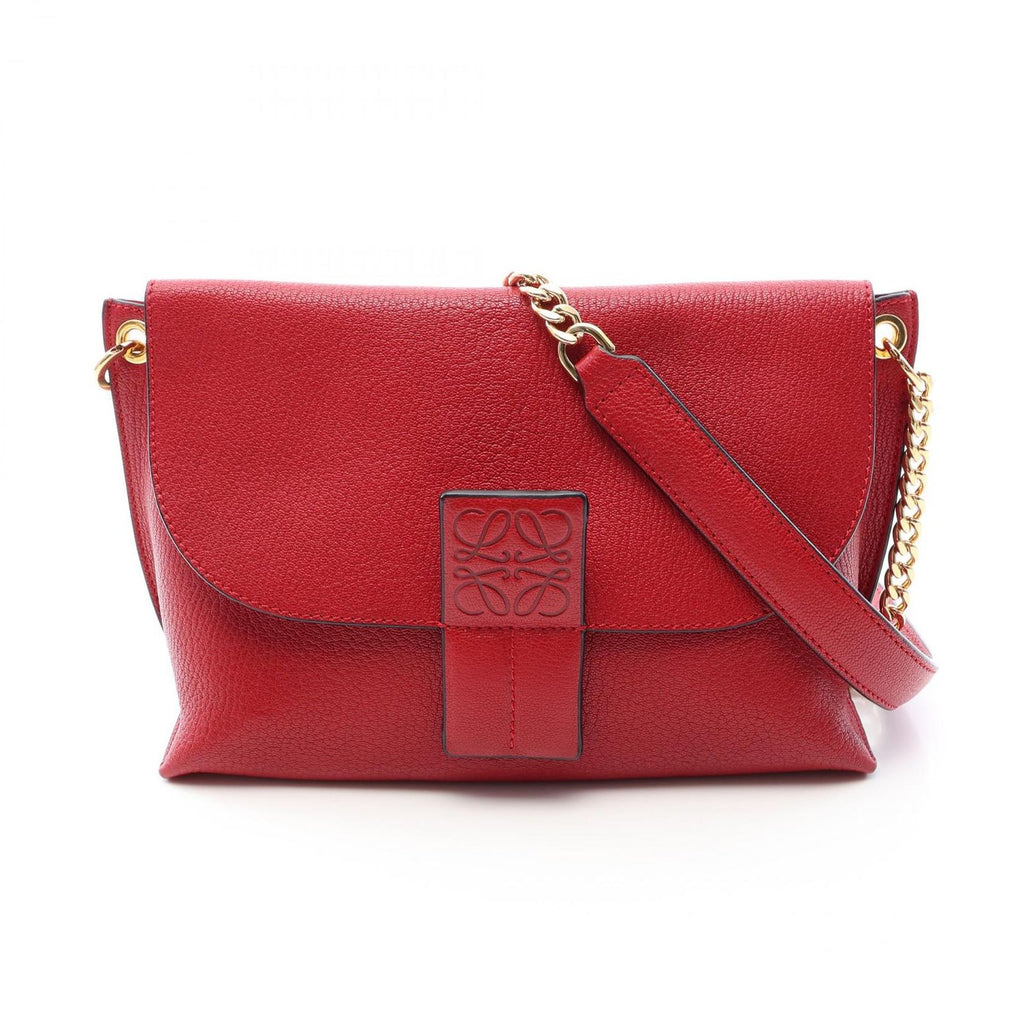 Loewe Shoulder Bag Avenue Anagram Red Leather Chain