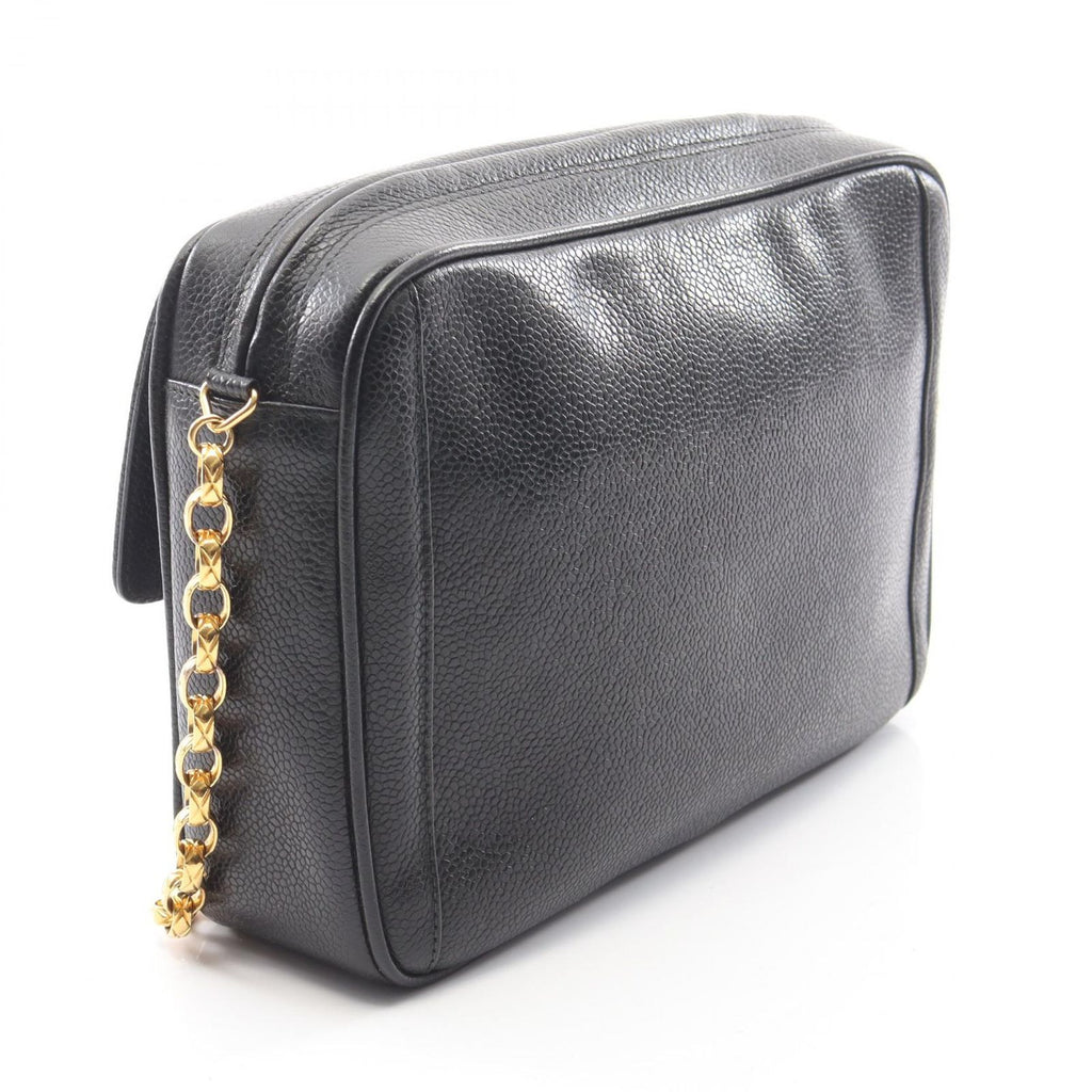 Chanel Shoulder Bag CC Logo Black Leather CC Chain — view 2