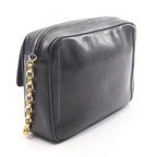 Chanel Shoulder Bag CC Logo Black Leather CC Chain — view 2