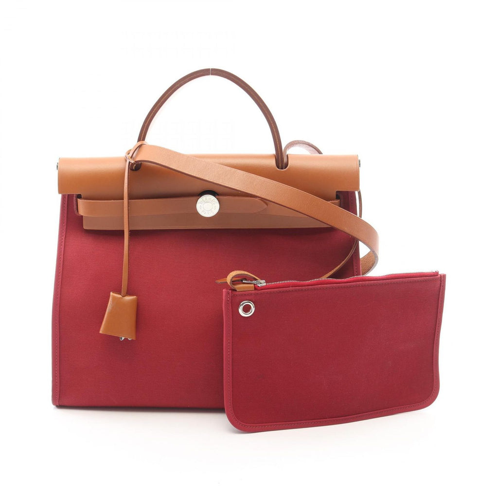 Hermes Handbag Herbag Zip PM Ruby Natural 2-Way