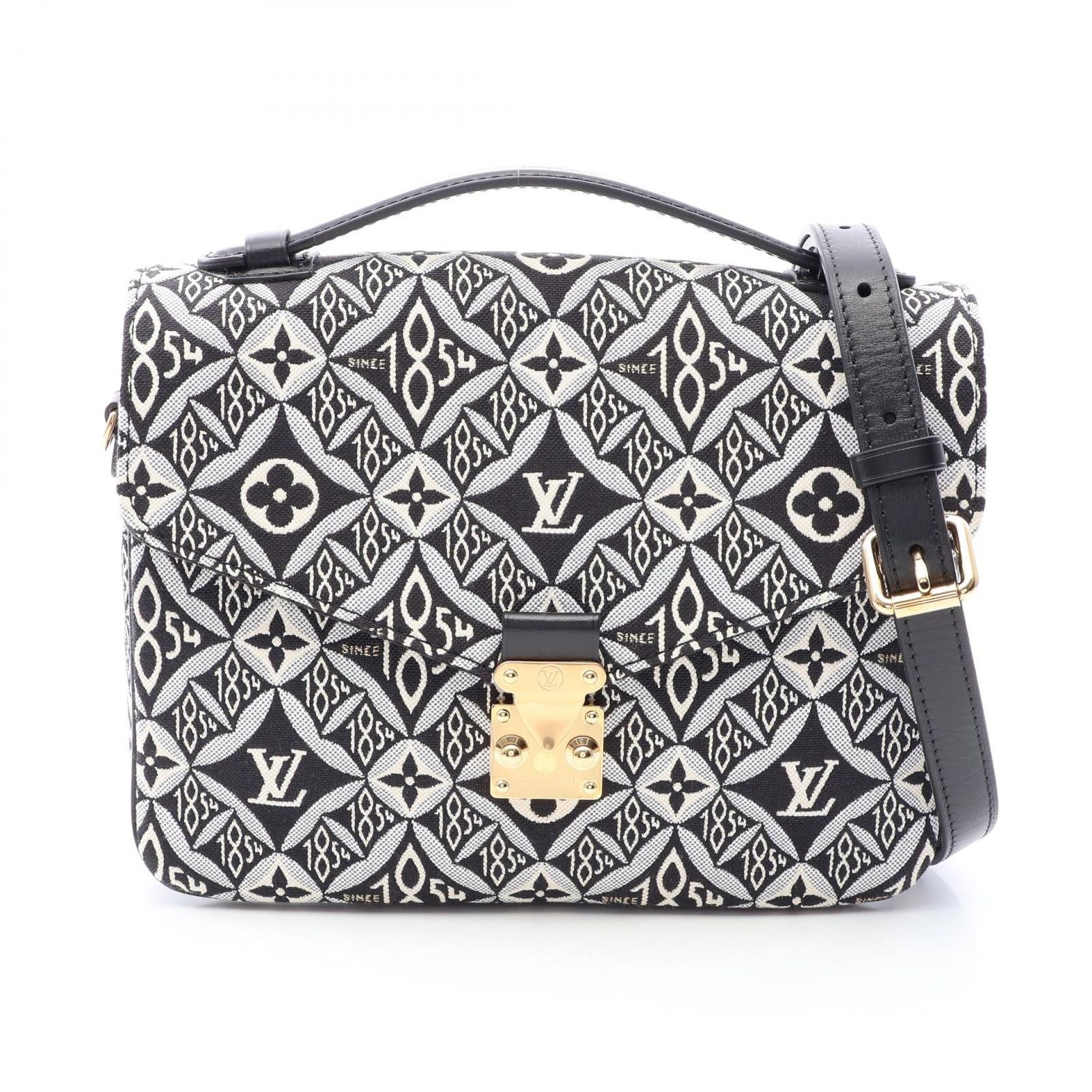 Louis Vuitton Handbag Pochette Metis MM Since 2-Way Noir Canvas Leather