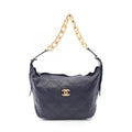 Chanel Shoulder Bag Quilted Navy Leather Hobo