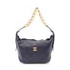 Chanel Shoulder Bag Quilted Navy Leather Hobo