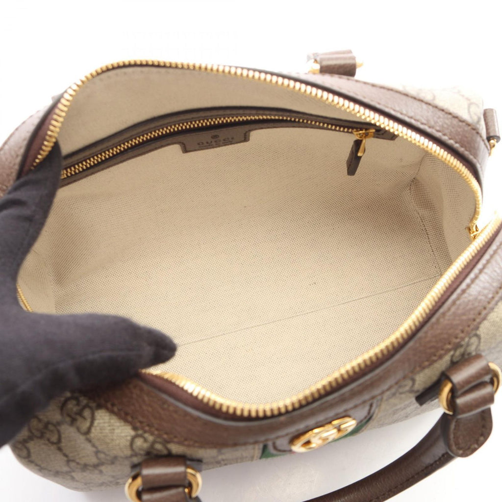 Gucci Ophidia GG Supreme Small Top Handle 2-Way Beige Brown Canvas Leather — view 3