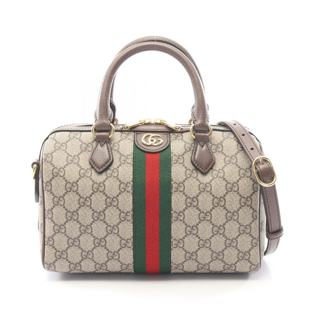 Gucci Ophidia GG Supreme Small Top Handle 2-Way Beige Brown Canvas Leather