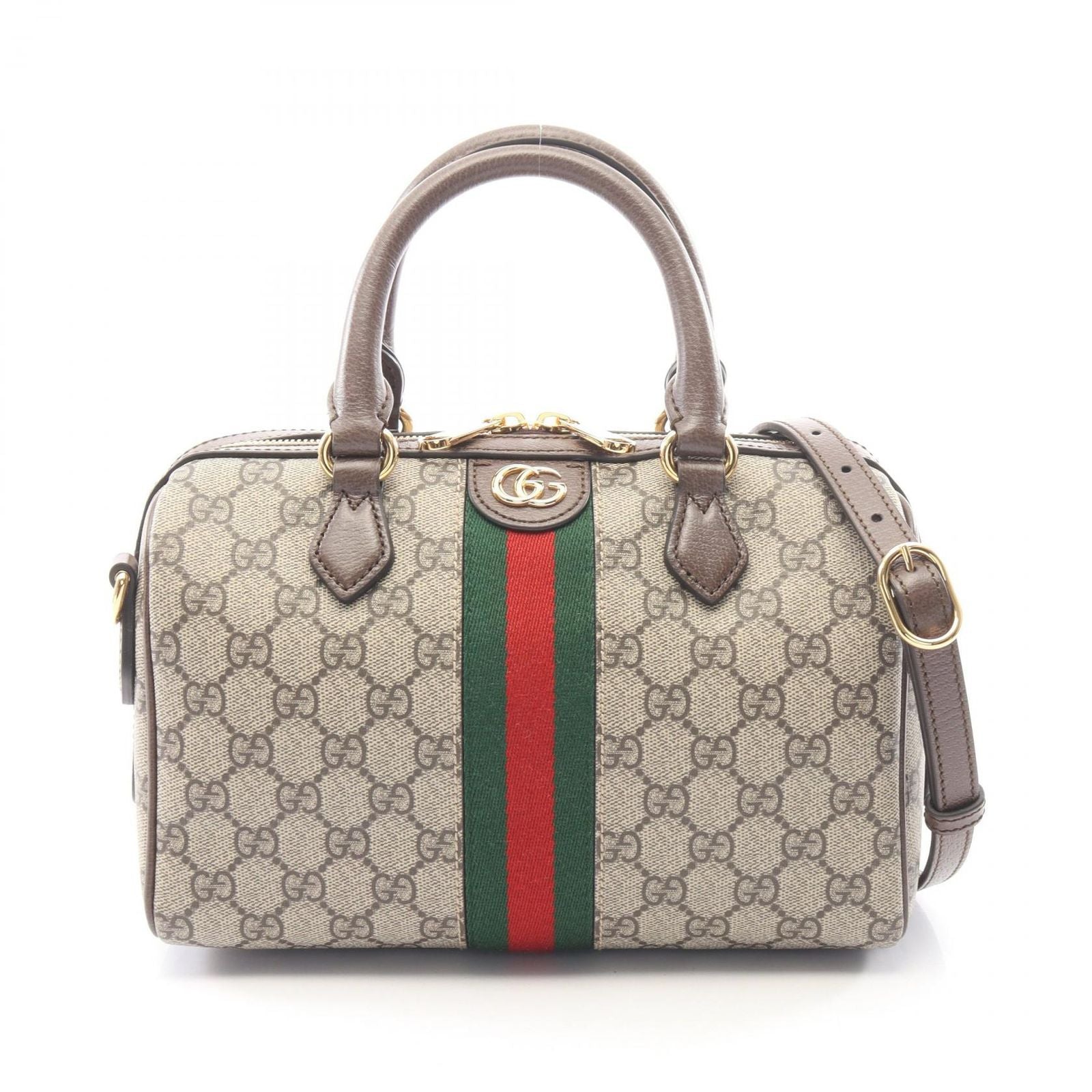 Gucci Ophidia GG Supreme Small Top Handle 2-Way Beige Brown Canvas Leather