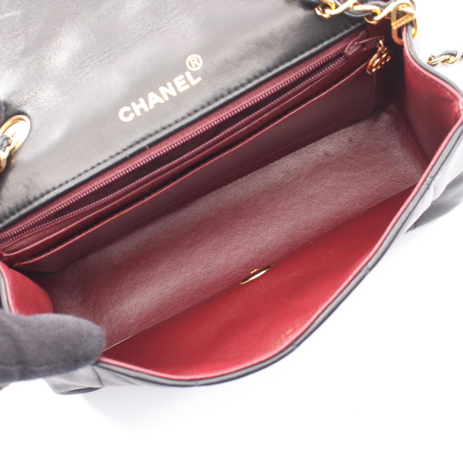 Chanel Shoulder Bag Quilted Diana Flap Black Lambskin Chain — view 3