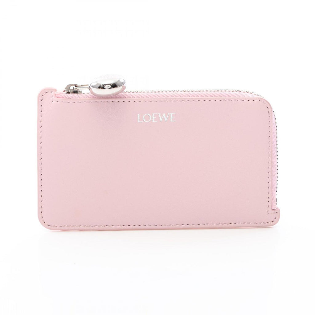 Loewe Coin Case Pebble Card Holder Light Pink Leather