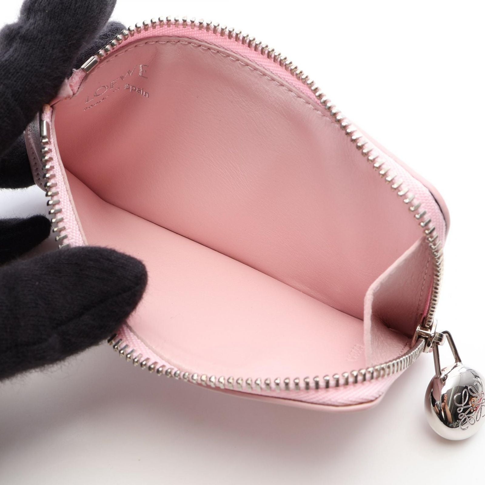 Loewe Coin Case Pebble Card Holder Light Pink Leather — view 3