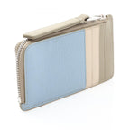 Loewe Coin Case Puzzle Card Holder Light Blue Ivory Khaki Leather — view 2