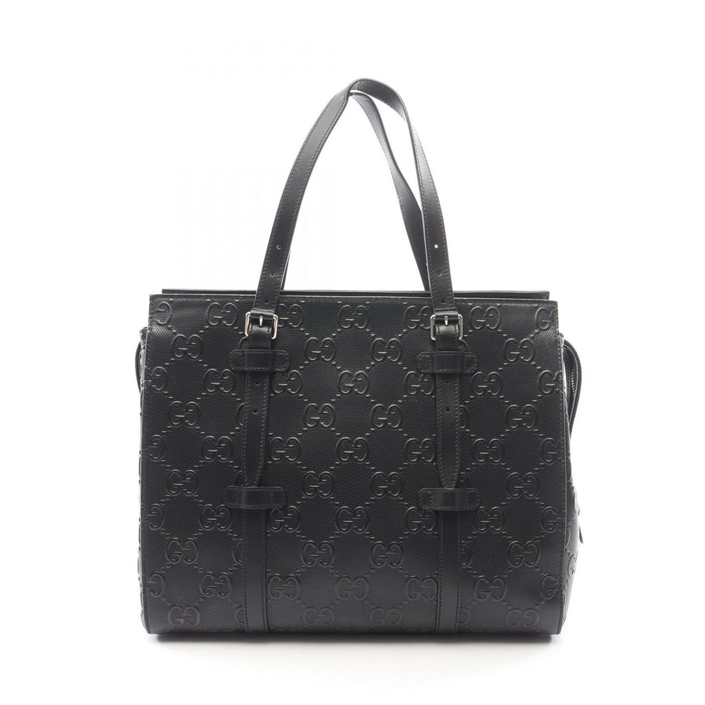 Gucci Tote GG Embossed Black Leather