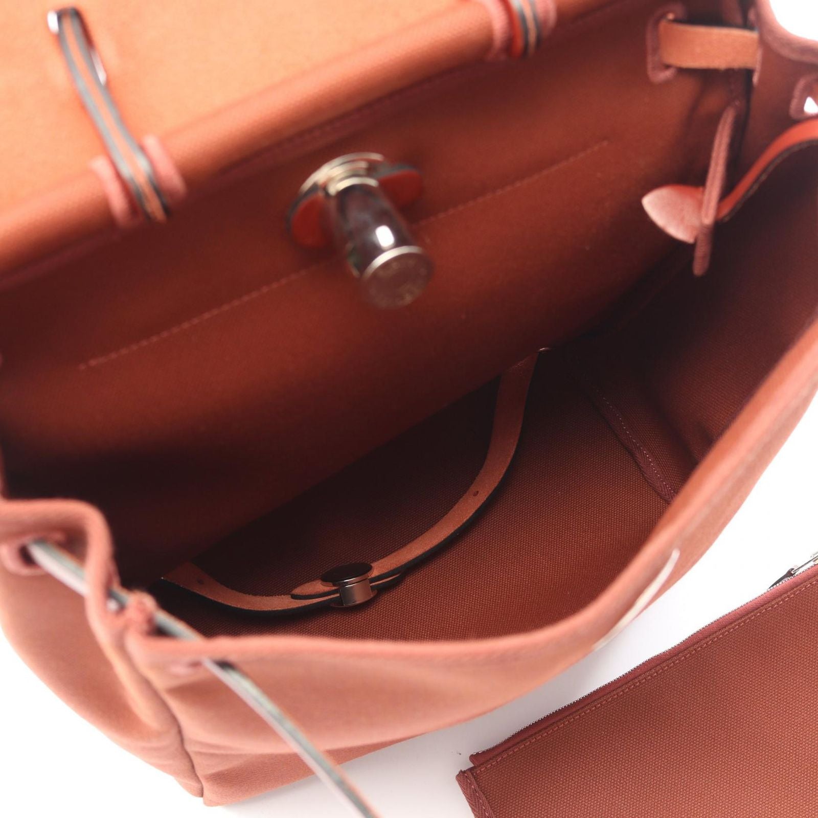 Hermes Backpack Herbag Zip a Dos PM Letourne Brown Canvas Leather — view 3