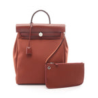 Hermes Backpack Herbag Zip a Dos PM Letourne Brown Canvas Leather