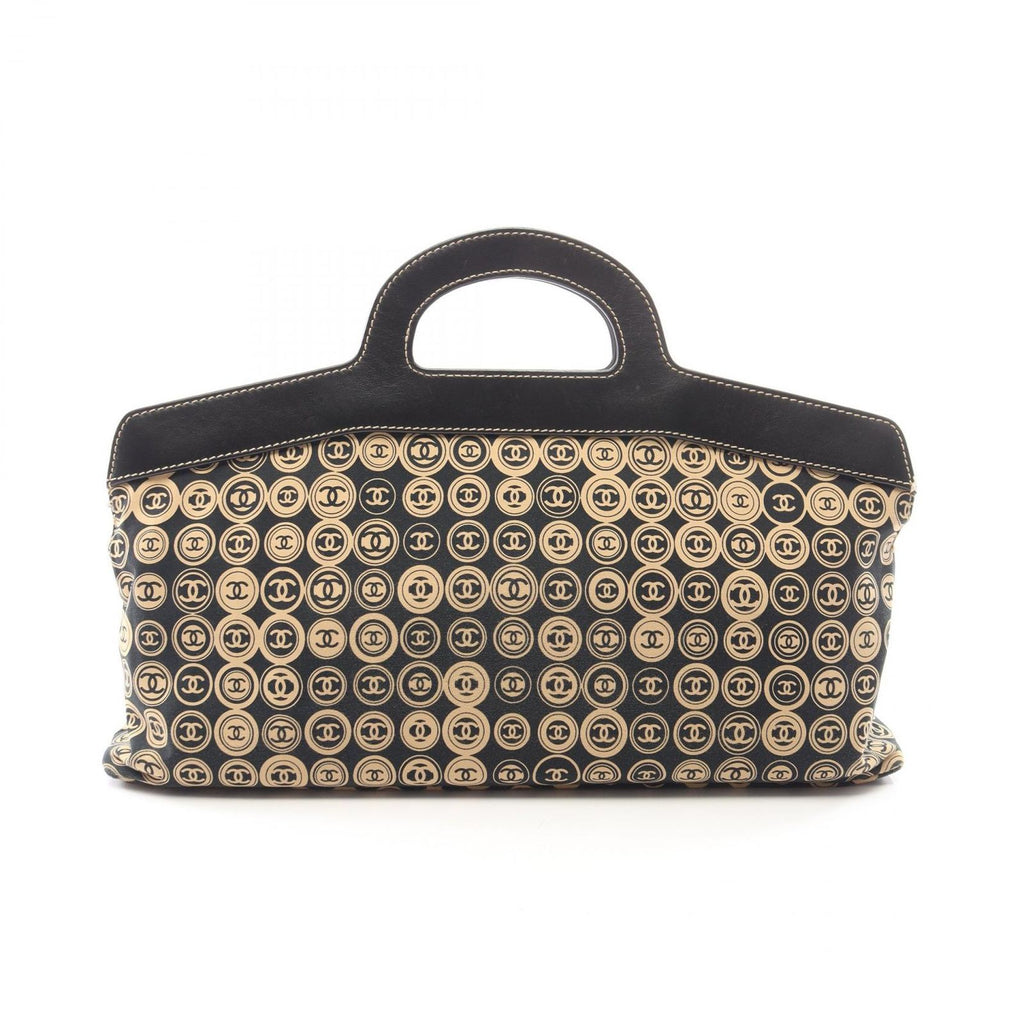 Chanel Handbag CC Logo Black Beige Leather