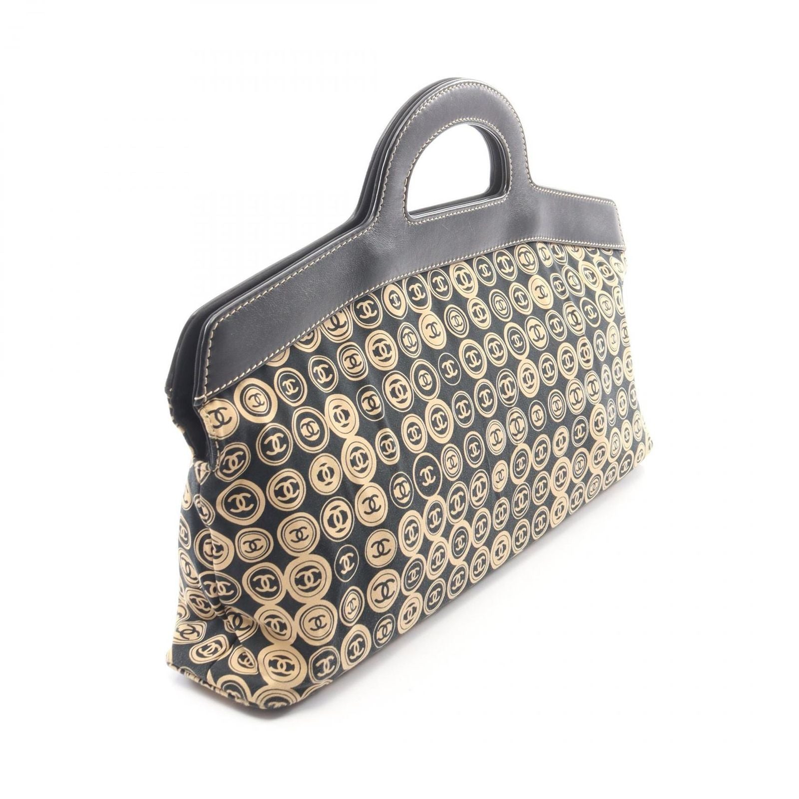 Chanel Handbag CC Logo Black Beige Leather — view 2