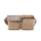 Gucci Waist Bag GG Canvas Beige Dark Brown Sherry Line