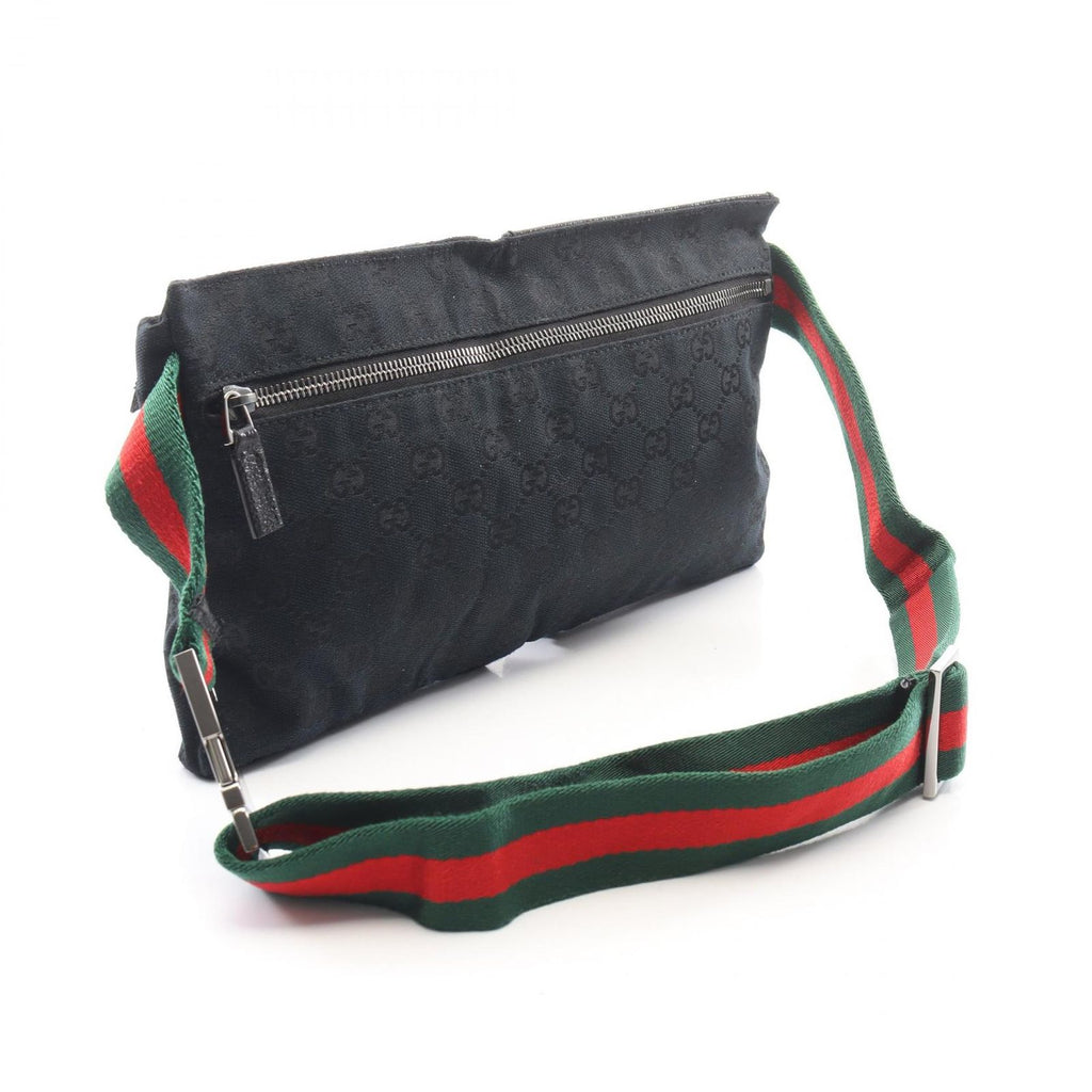Gucci Waist Bag GG Canvas Black Red Green Sherry Line — view 2