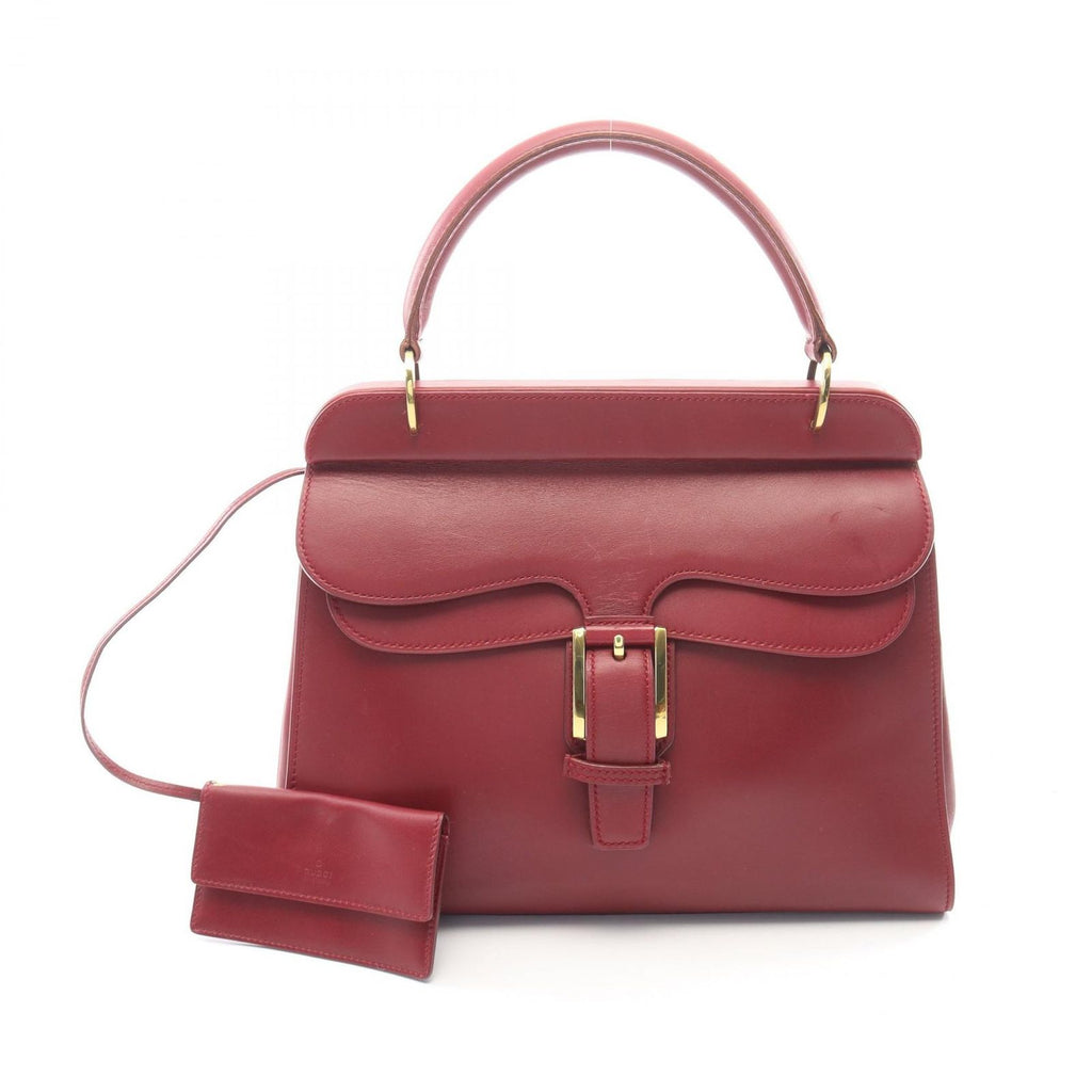 Gucci Bordeaux Leather Handbag a with Pouch