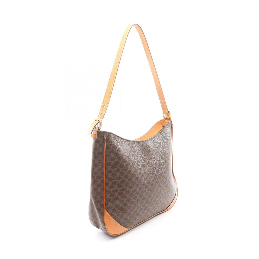 Celine Shoulder Bag Macadam Brown Canvas Leather — view 2