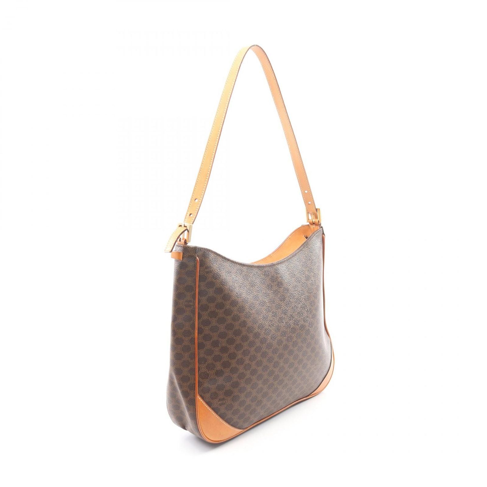 Celine Shoulder Bag Macadam Brown Canvas Leather — view 2