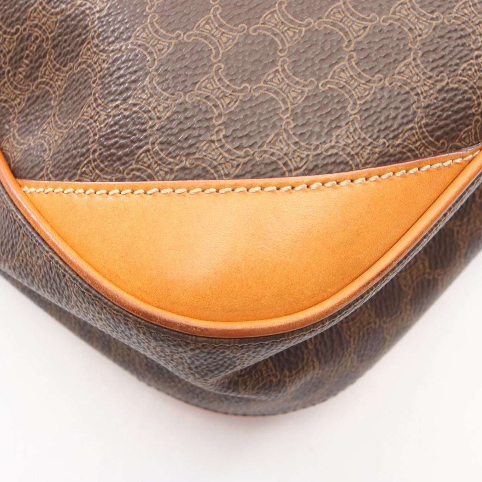 Celine Shoulder Bag Macadam Brown Canvas Leather — view 5