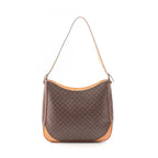 Celine Shoulder Bag Macadam Brown Canvas Leather