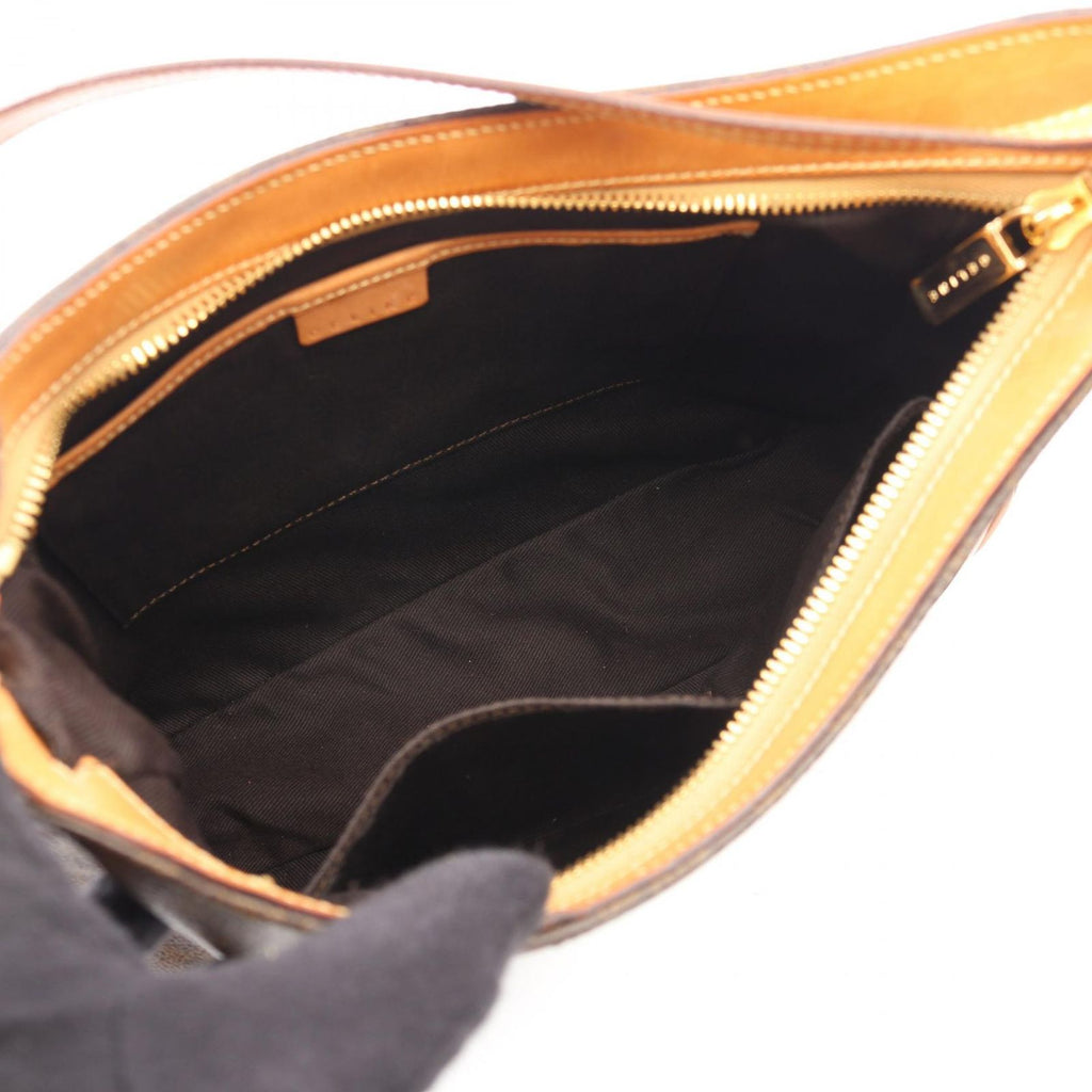 Celine Shoulder Bag Macadam Brown Canvas Leather — view 3