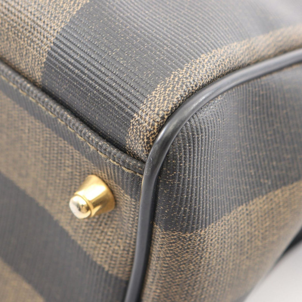 Fendi Handbag Pecan Brown Black Canvas Leather 2-Way Hand — view 7