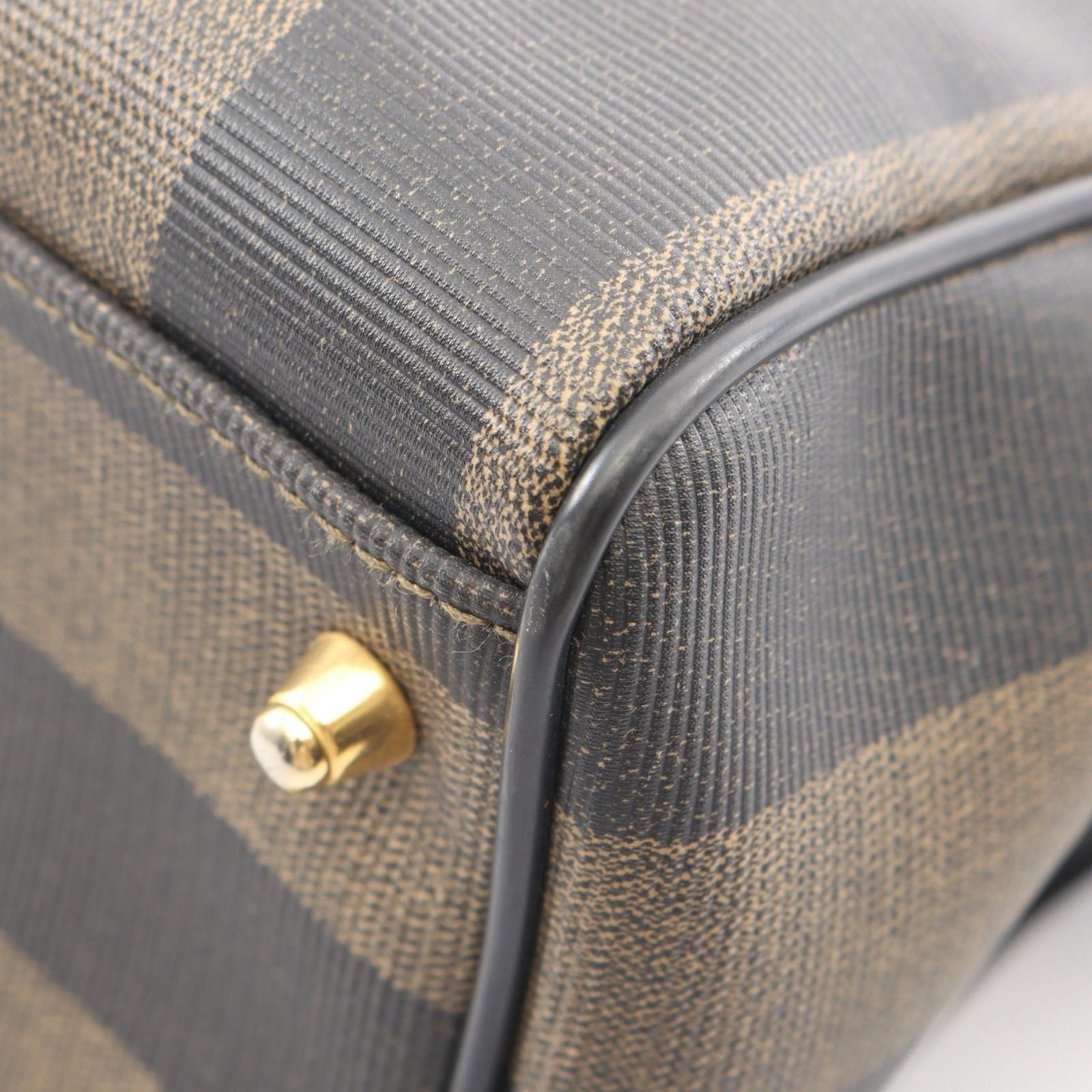 Fendi Handbag Pecan Brown Black Canvas Leather 2-Way Hand — view 7