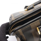 Fendi Handbag Pecan Brown Black Canvas Leather 2-Way Hand — view 5
