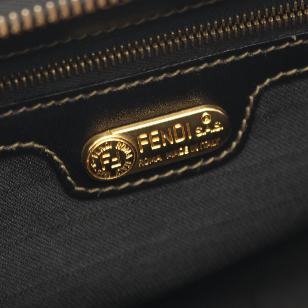 Fendi Handbag Pecan Brown Black Canvas Leather 2-Way Hand — view 4