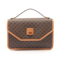 Celine Handbag Macadam Brown Canvas Leather 2-Way Shoulder