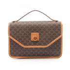Celine Handbag Macadam Brown Canvas Leather 2-Way Shoulder