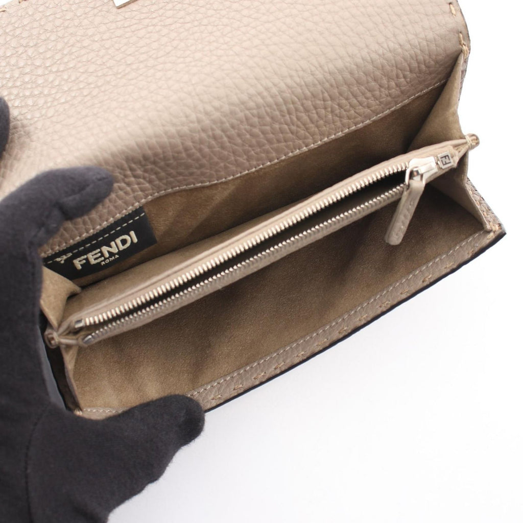 Fendi Bifold Wallet Peekaboo Selleria Gray Leather Hook — view 4