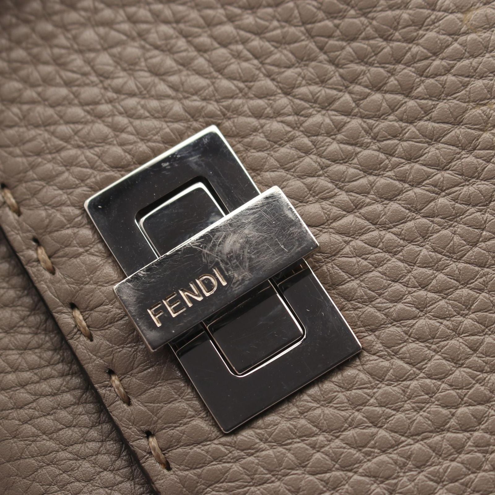 Fendi Bifold Wallet Peekaboo Selleria Gray Leather Hook — view 8