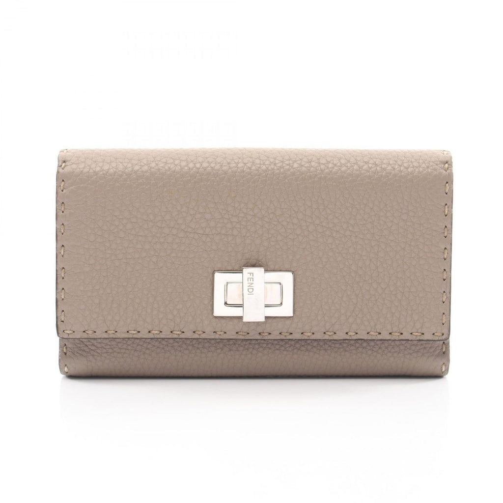 Fendi Bifold Wallet Peekaboo Selleria Gray Leather Hook