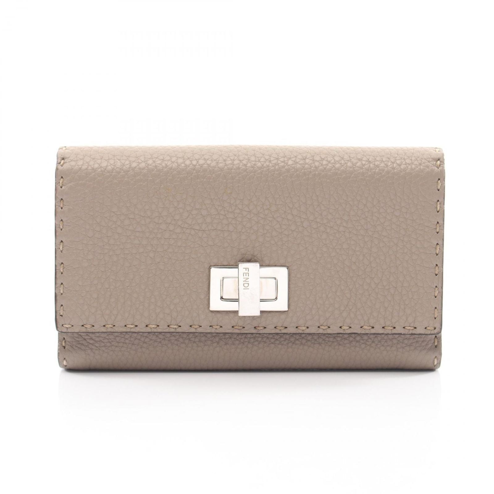 Fendi Bifold Wallet Peekaboo Selleria Gray Leather Hook