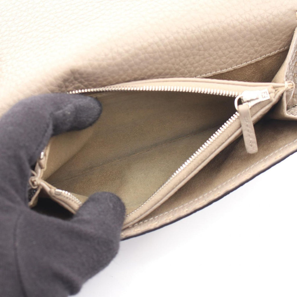 Fendi Bifold Wallet Peekaboo Selleria Gray Leather Hook — view 5