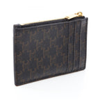 Celine Card Case Triomphe Brown Black Leather Holder with — view 2