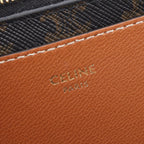 Celine Card Case Triomphe Brown Black Leather Holder with — view 4