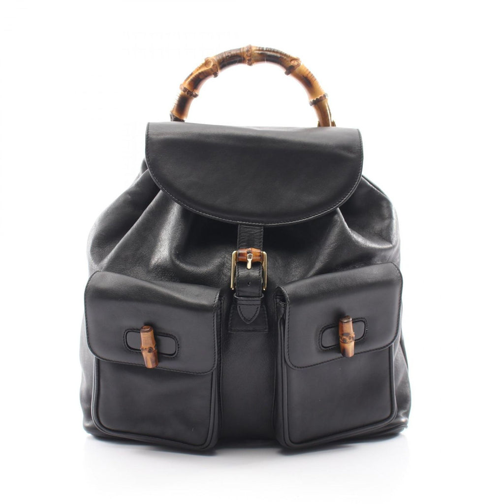 Gucci Backpack Bamboo 003 Black Leather