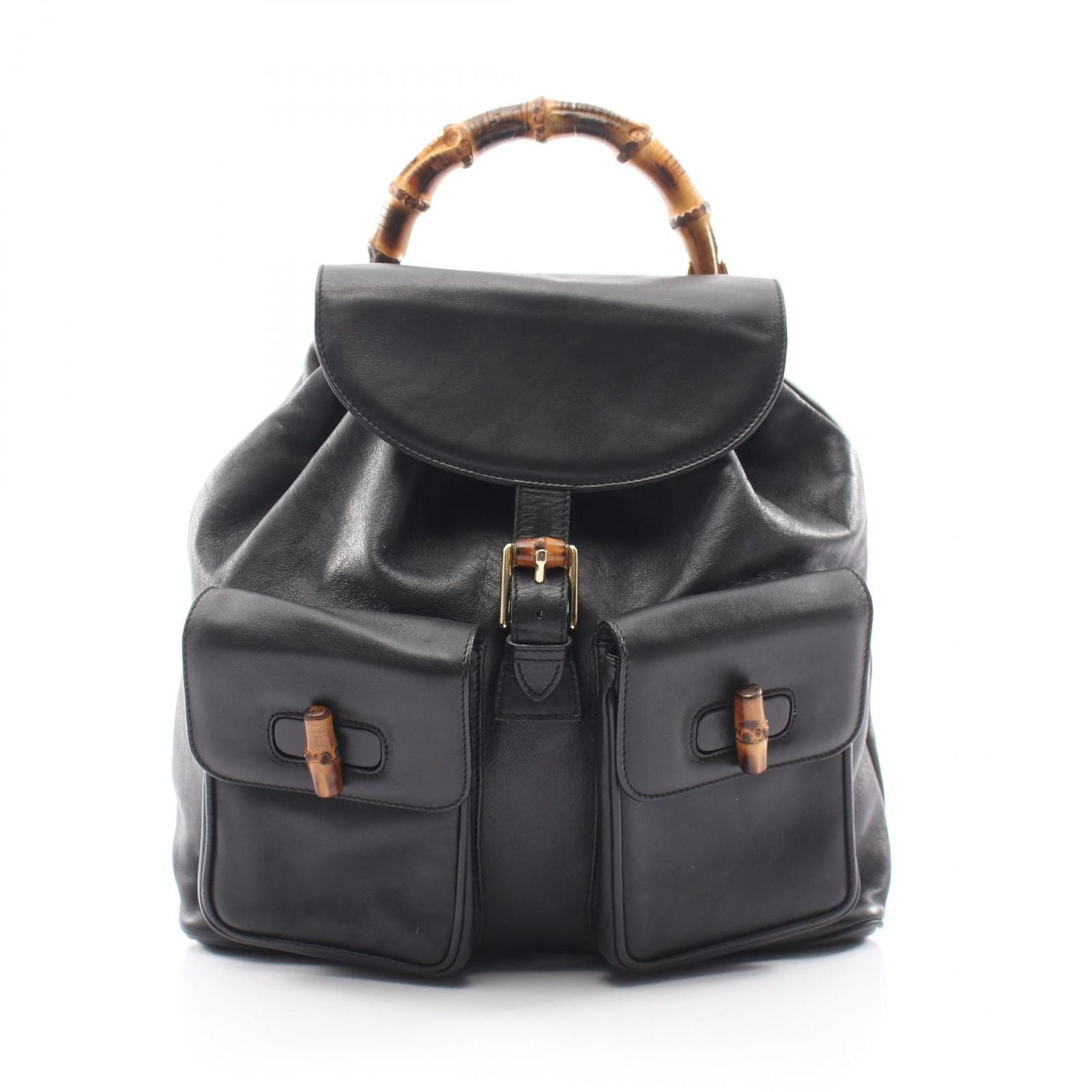 Gucci Backpack Bamboo 003 Black Leather