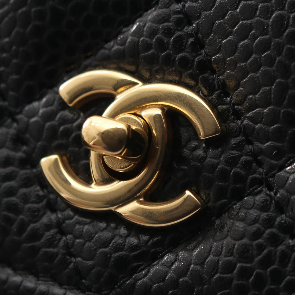 Chanel Shoulder Bag Quilted Black Caviar Leather Chain Wallet — view 8
